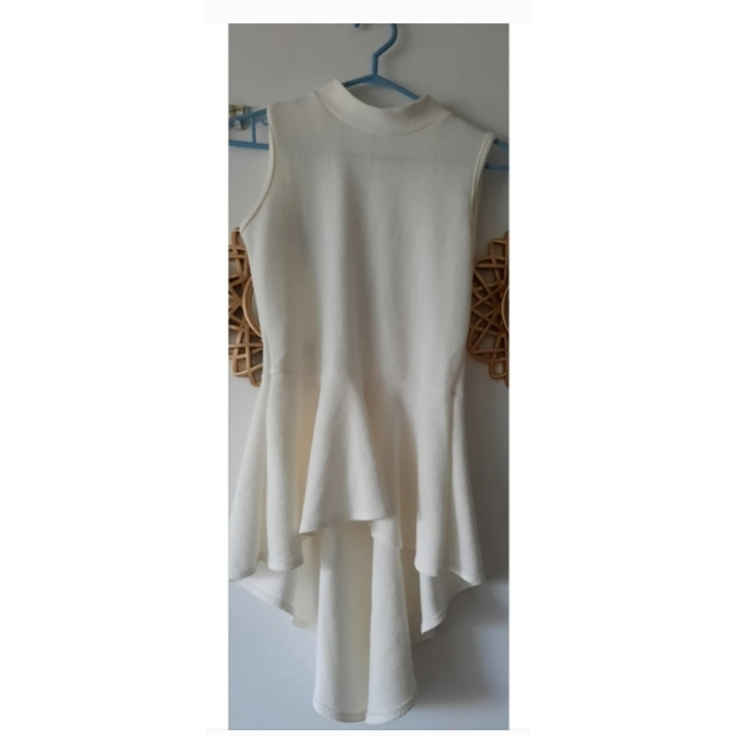 White Sleeveless Mock Neck  Top