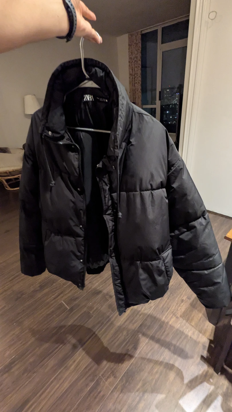 ZARA Puffer Jacket - Black, Size XL