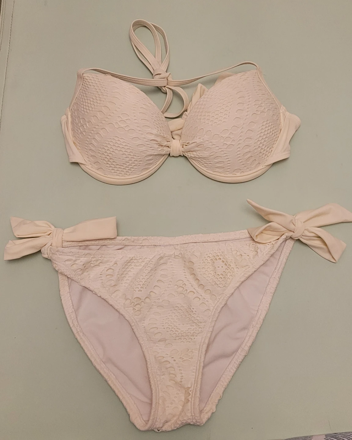 Cream Lace Bikini Set