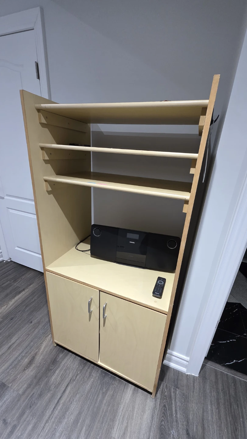 Light Wood Entertainment Shelf Unit with Cabinet - photo 2