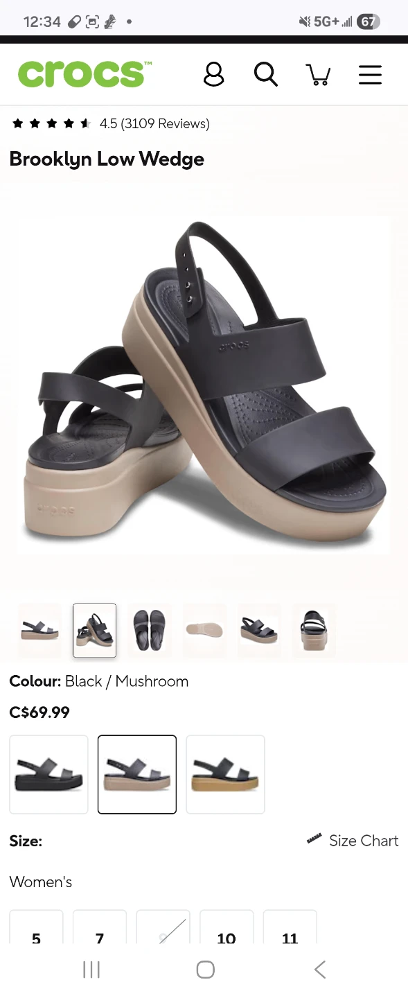 🧡Crocs Black Platform Sandals size 9