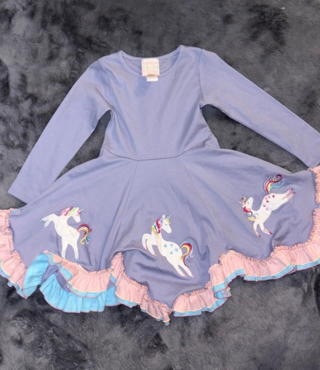 Lemon Loves Lime Girls Unicorn Dress Size 4