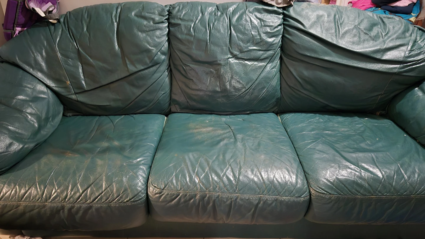 Green Leather Sofa - photo 2