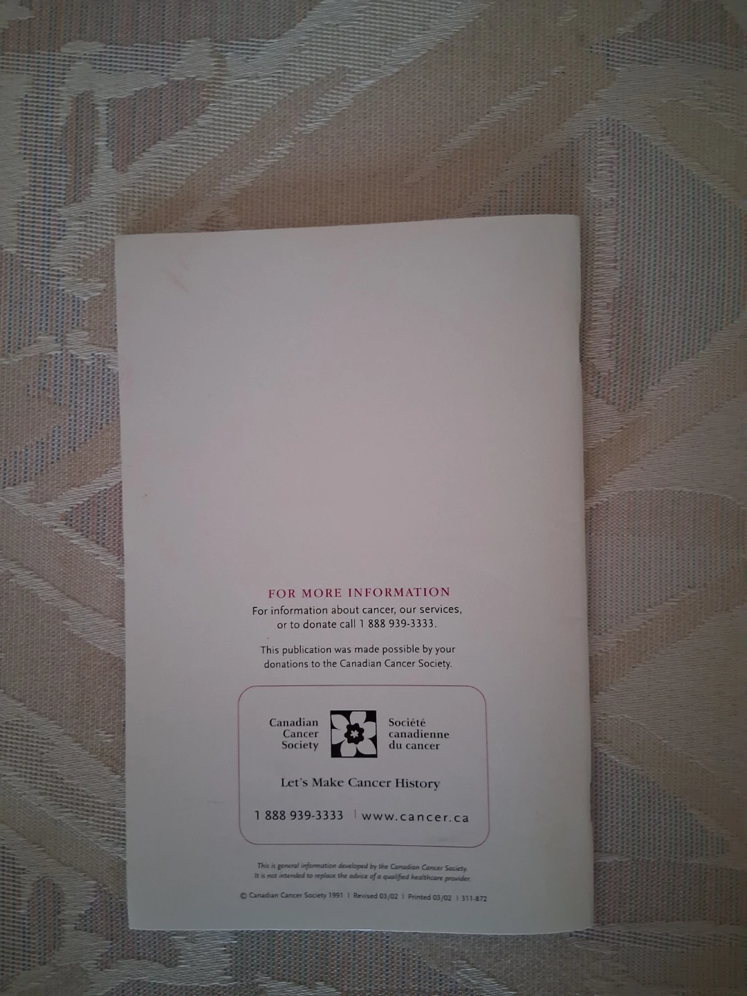 2002 Canadian Cancer Society Booklet: "If Cancer Recurs" - photo 3