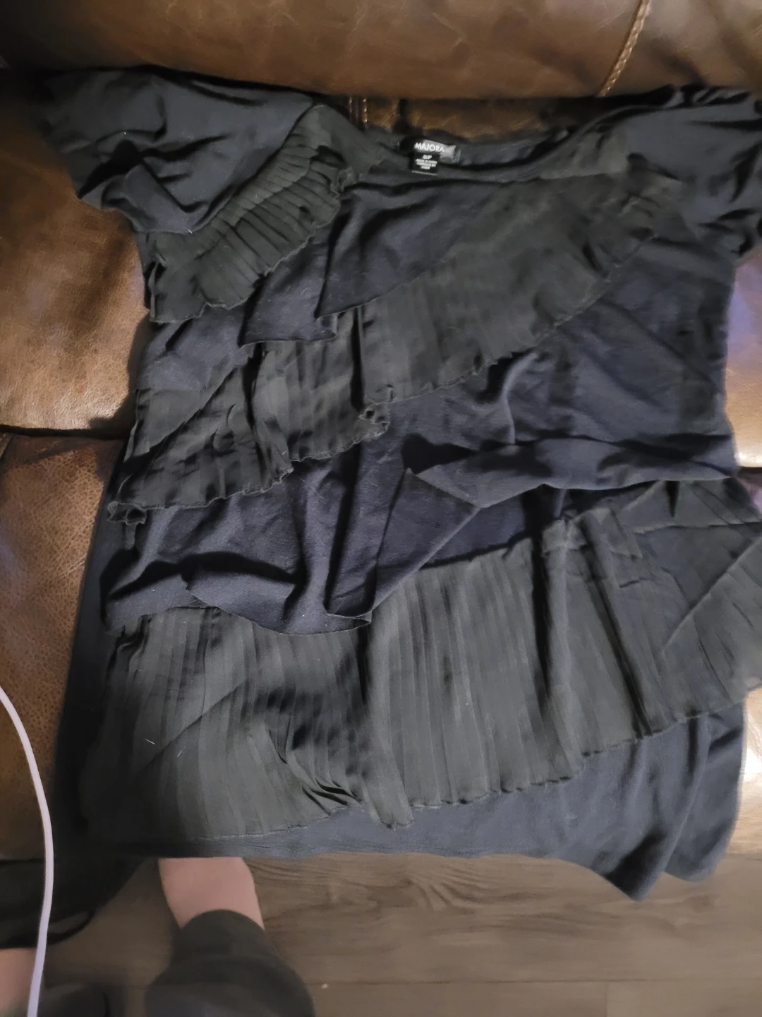 Black tiered ruffle blouse