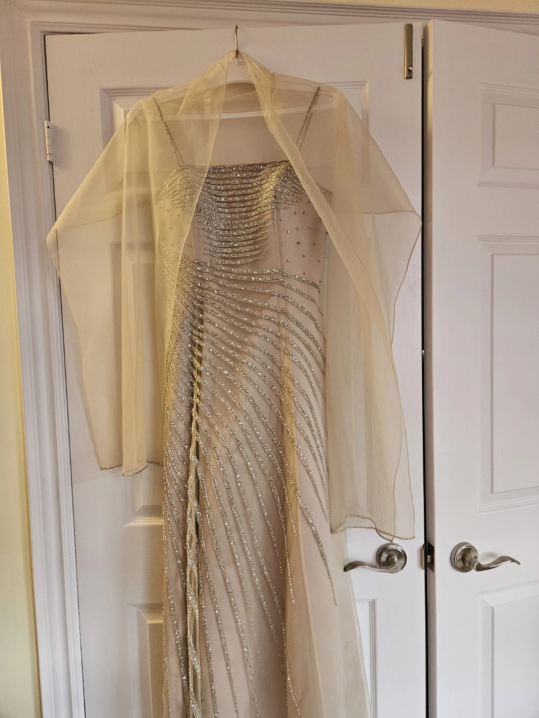 Beaded Evening Gown with Shawl - photo 3