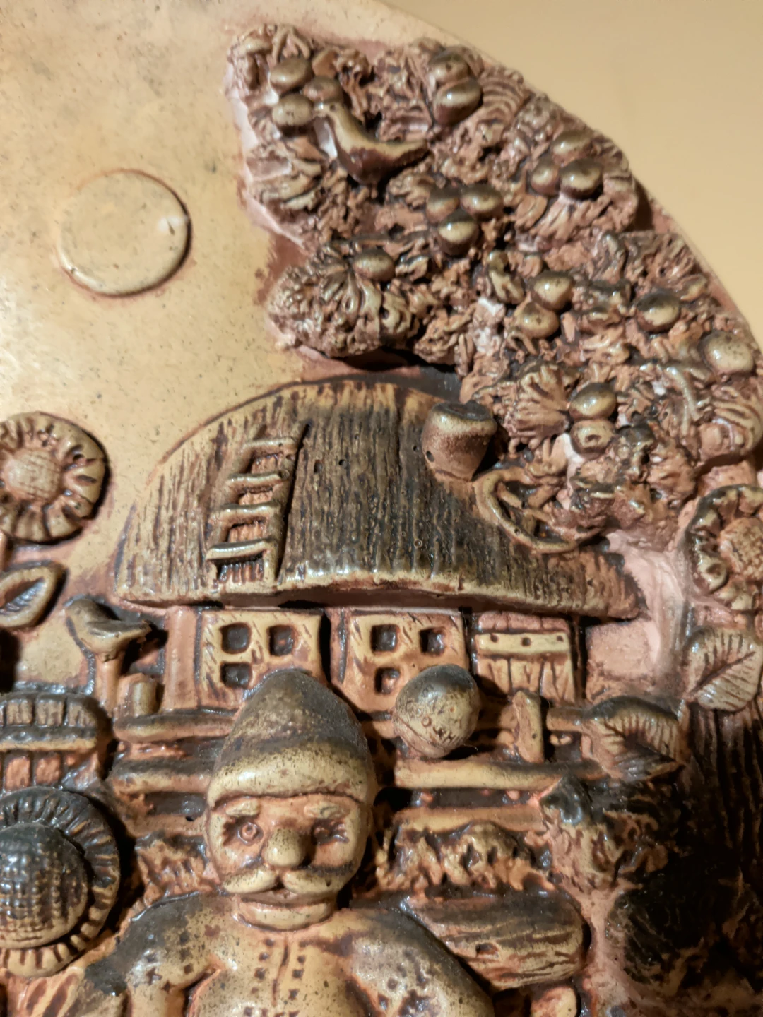 Vintage Ceramic Village Scene Wall Plaque - photo 3