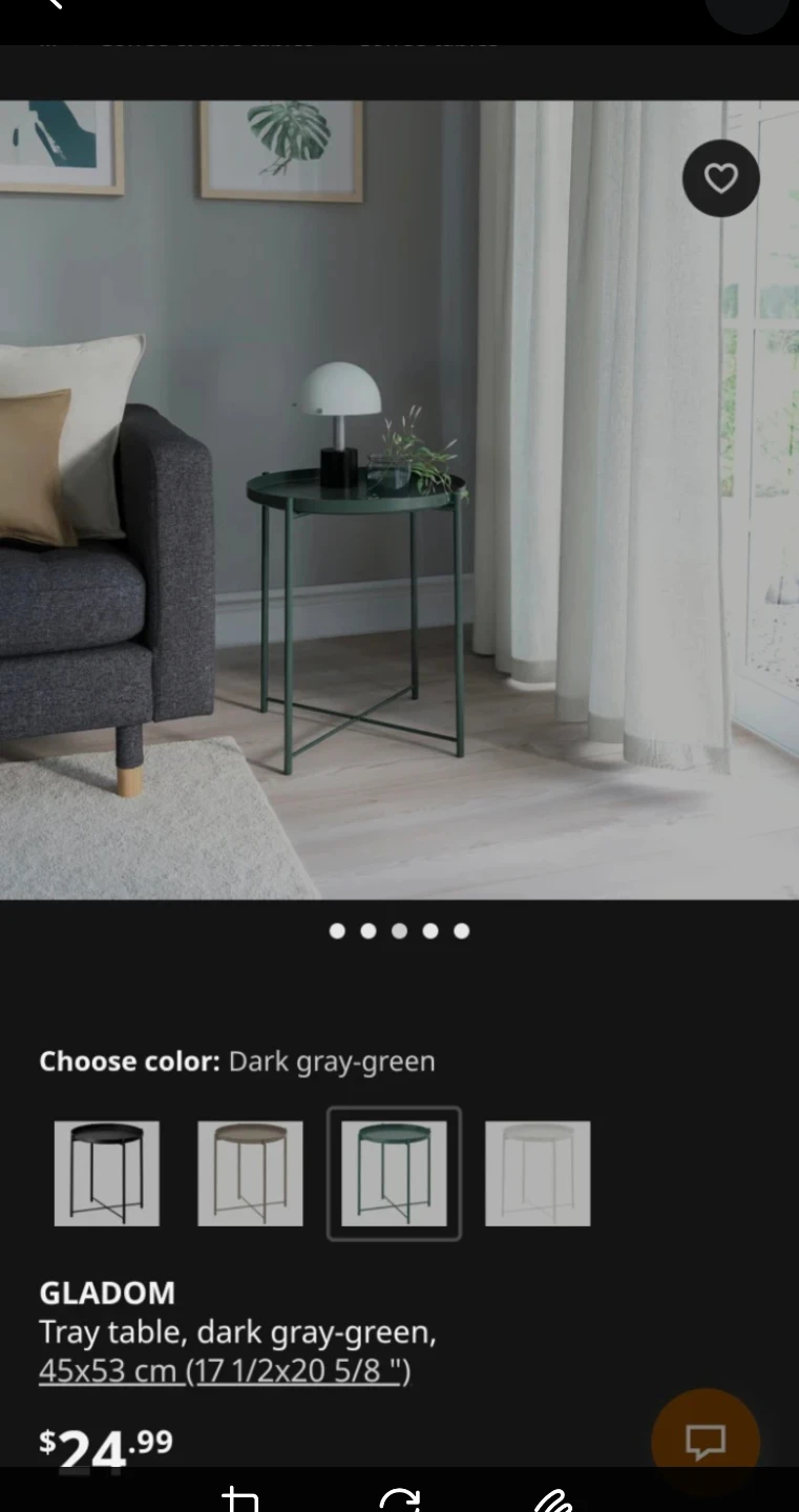 IKEA GLADOM Tray Table - Dark Gray-Green - photo 2