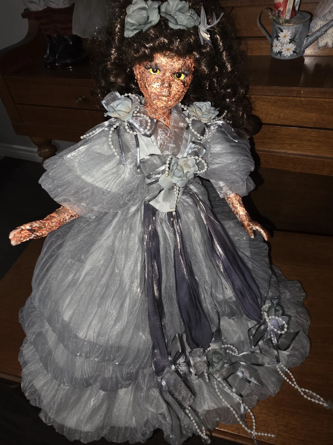 Handmade copper foil Decorative Doll with Ornate Dress - photo 2