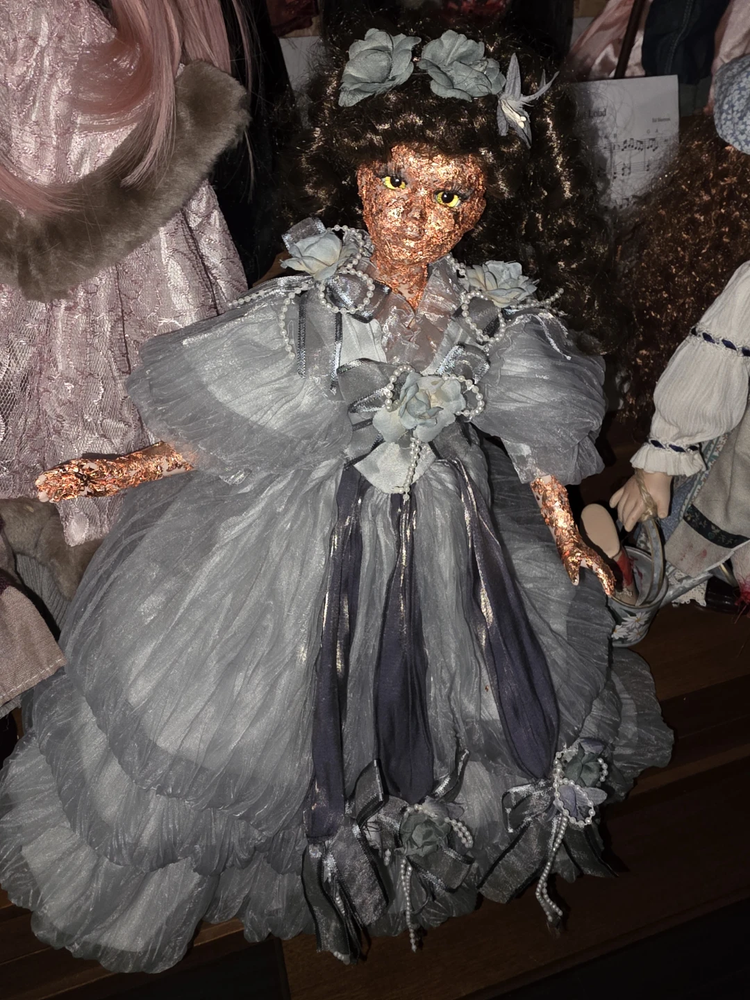 Handmade copper foil Decorative Doll with Ornate Dress - photo 4