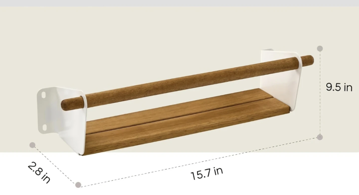 Acacia Wood Wall Mounted Floating Wall Shelves, 15"x0.8"x2.7" - photo 3