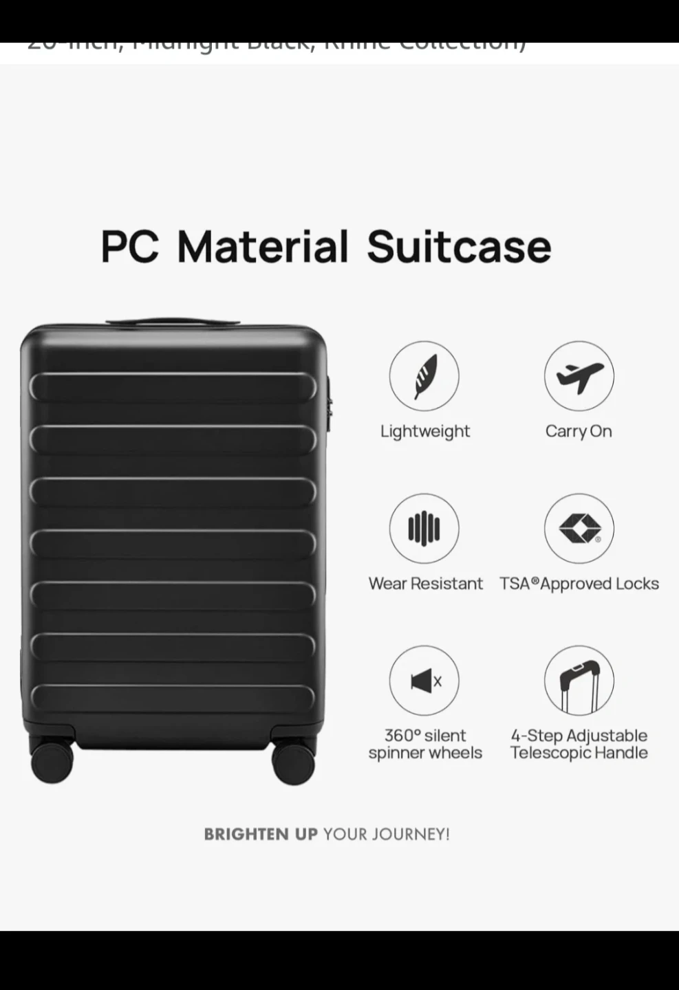 Black Xiaomi Mi 90 Point 20 inch hard-shell carry-on suitcase. - photo 5