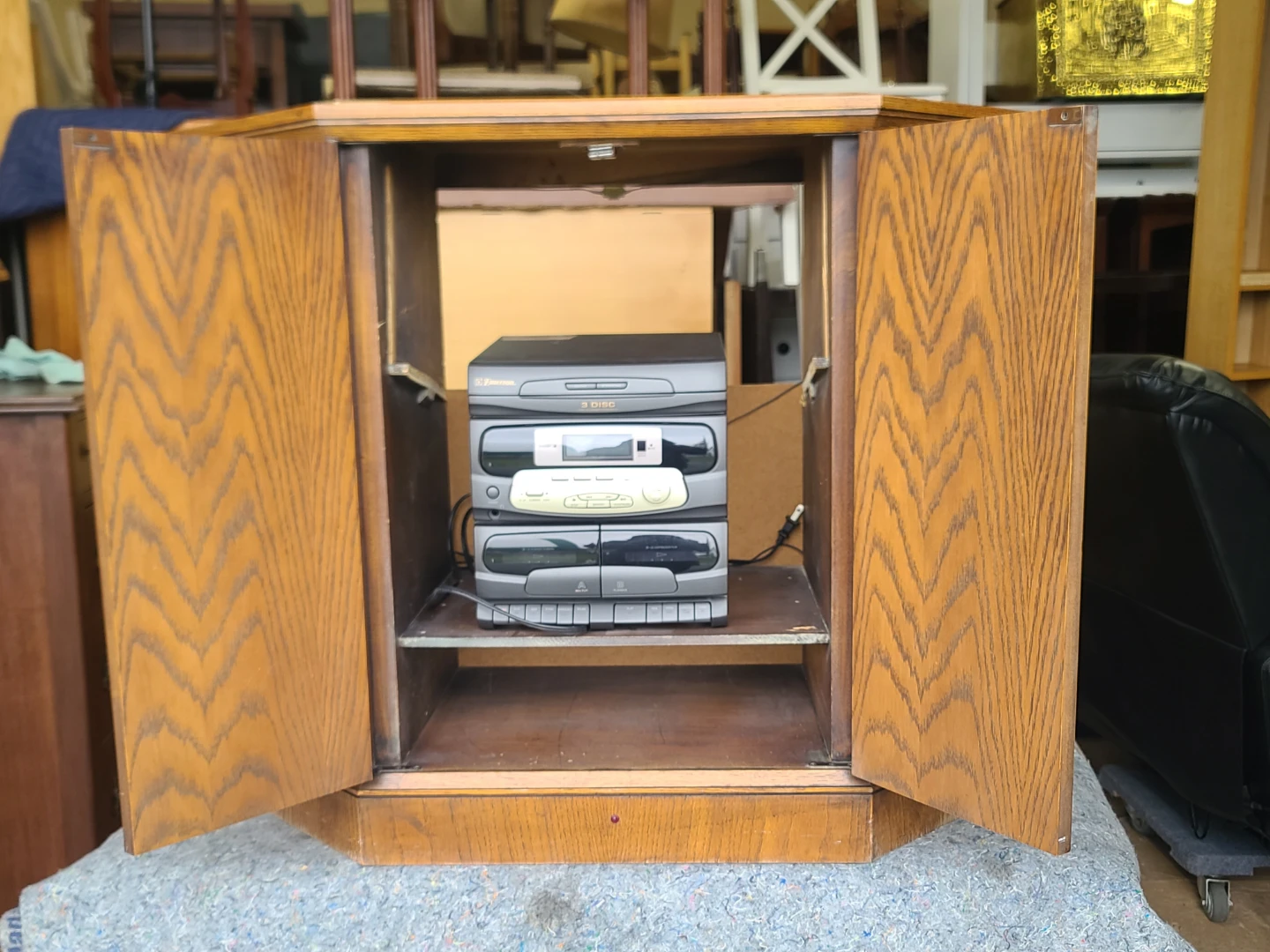 Vintage Stereo Cabinet with Wood Doors - photo 3