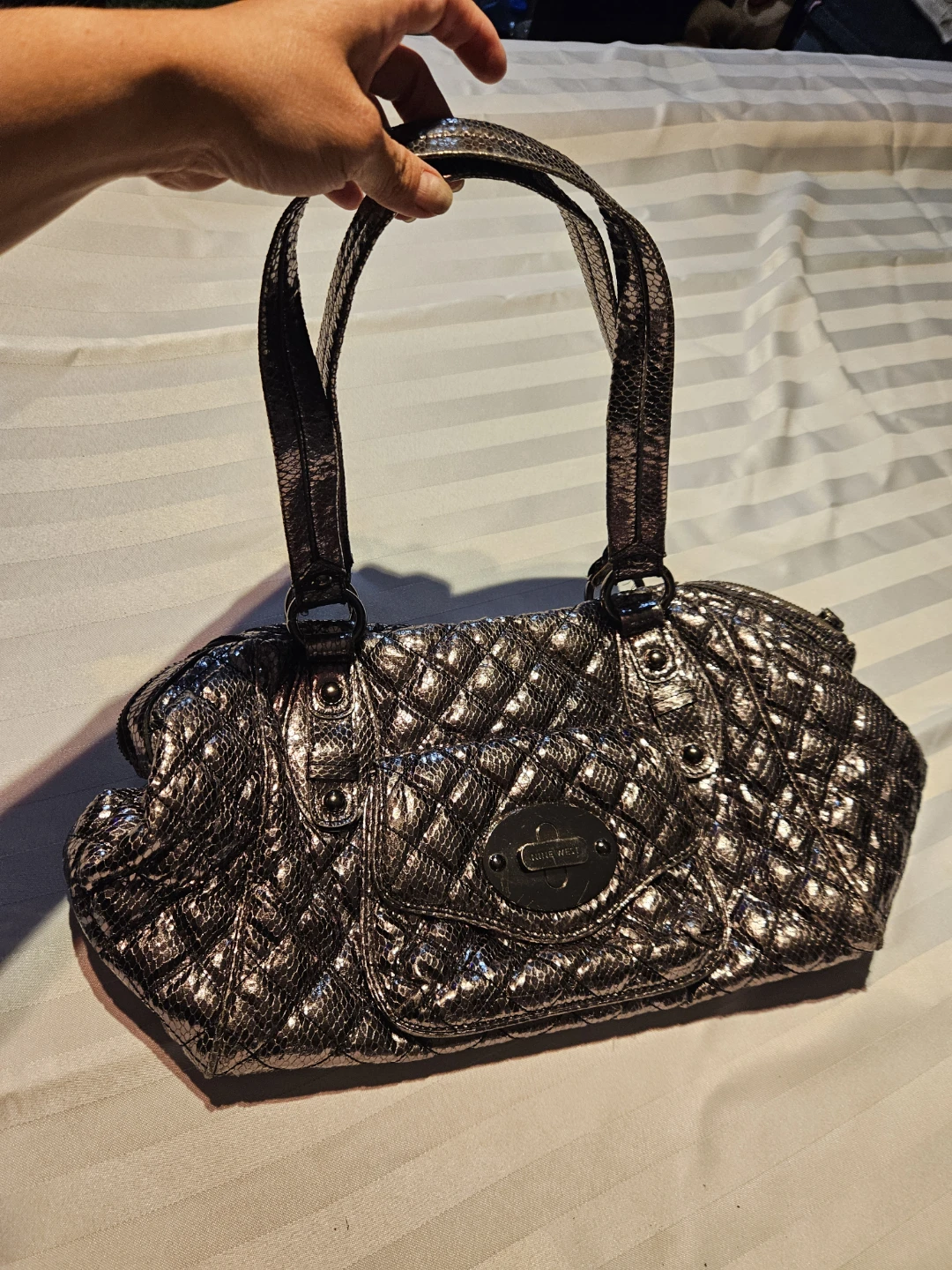 Nine West Quilted Metallic Handbag - photo 4