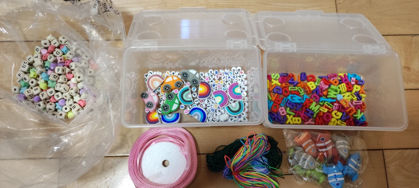Bead Craft Kit with Letters, Charms, and Ribbon