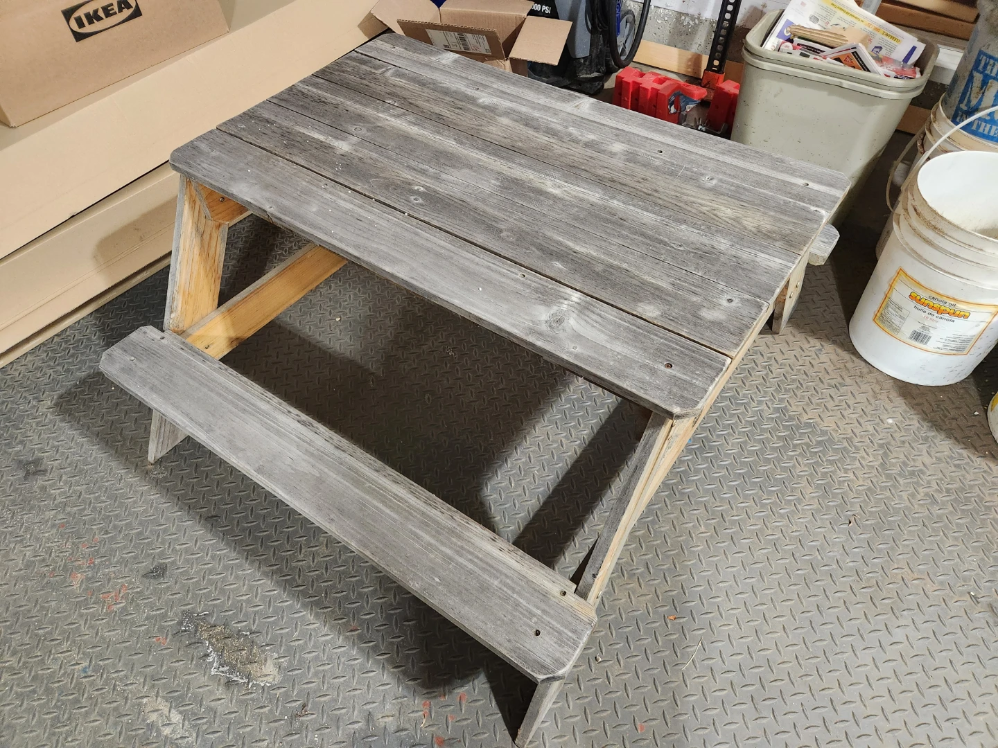 Wooden Picnic Table with Sand Compartments and Crayola play sand