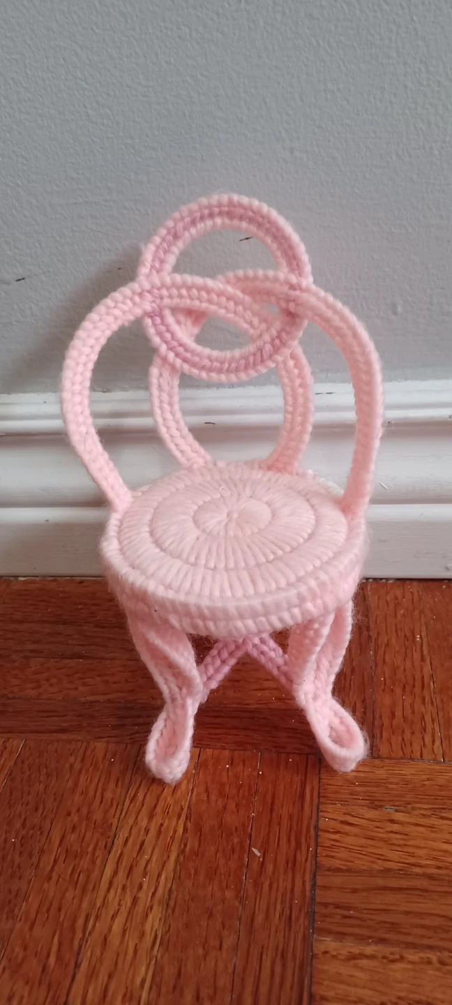 Pink Crocheted Miniature Chair - photo 4