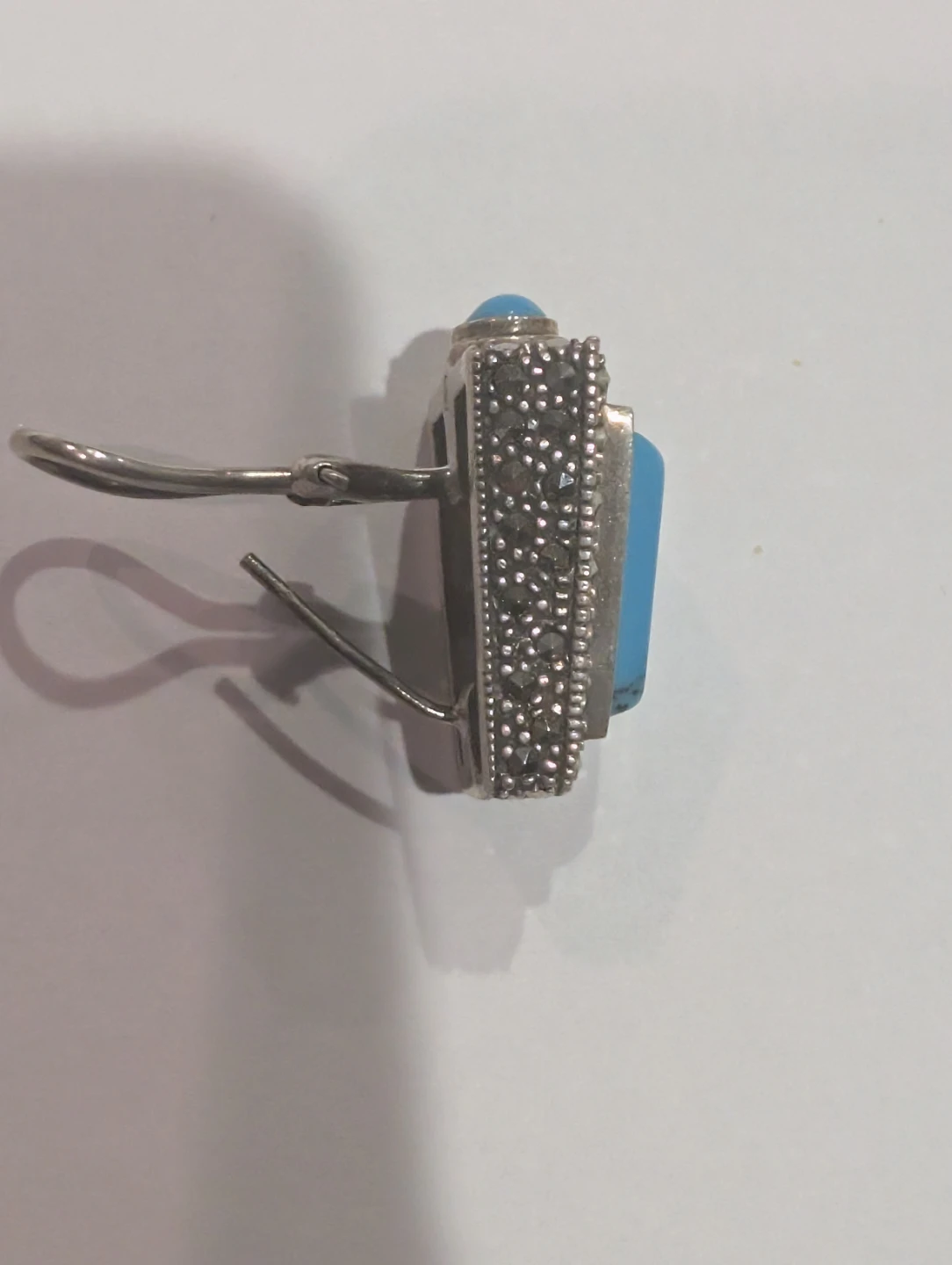 Vintage Turquoise and Marcasite Sterling Silver Earrings - photo 5