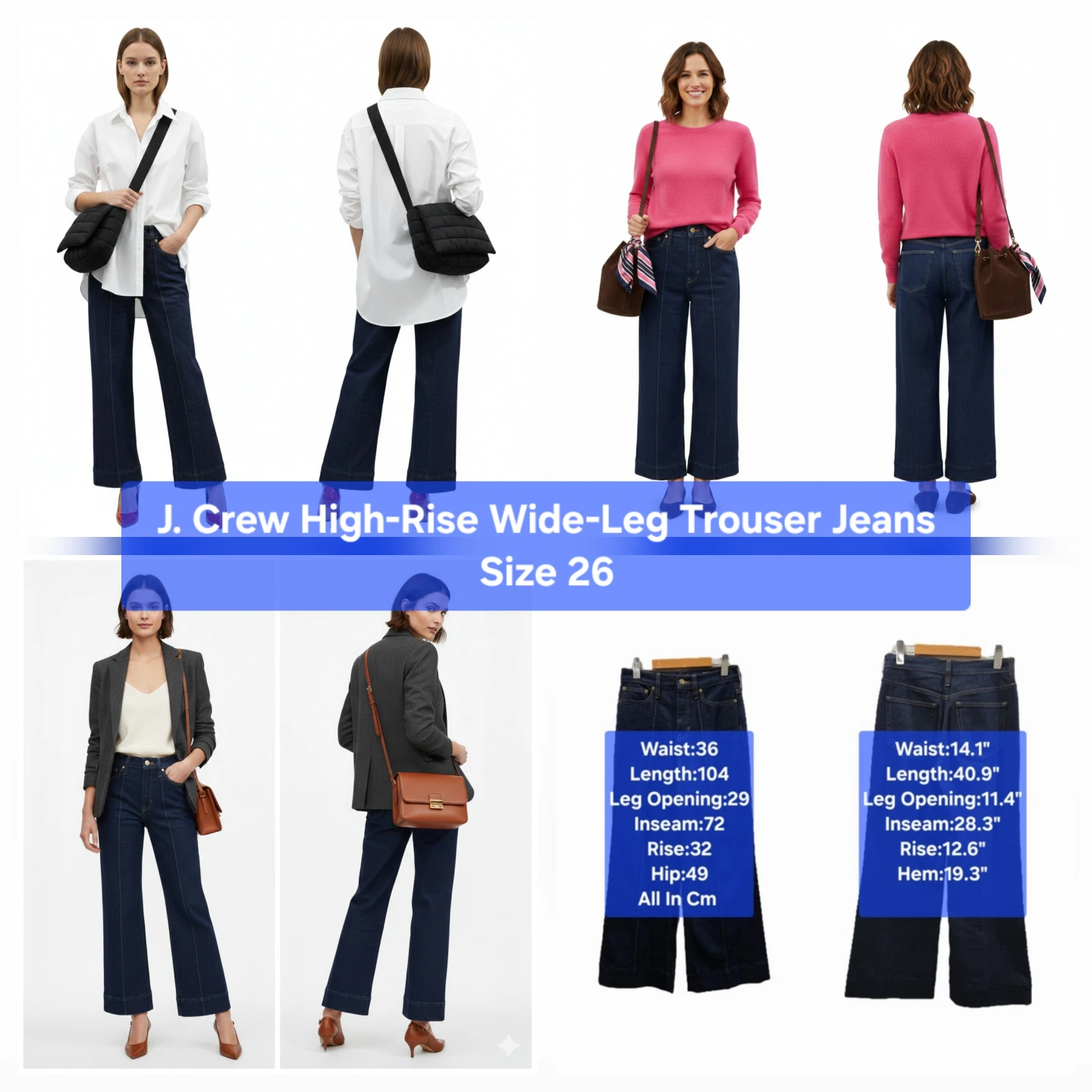 J. Crew High-Rise Wide-Leg Trouser Jeans Size 26