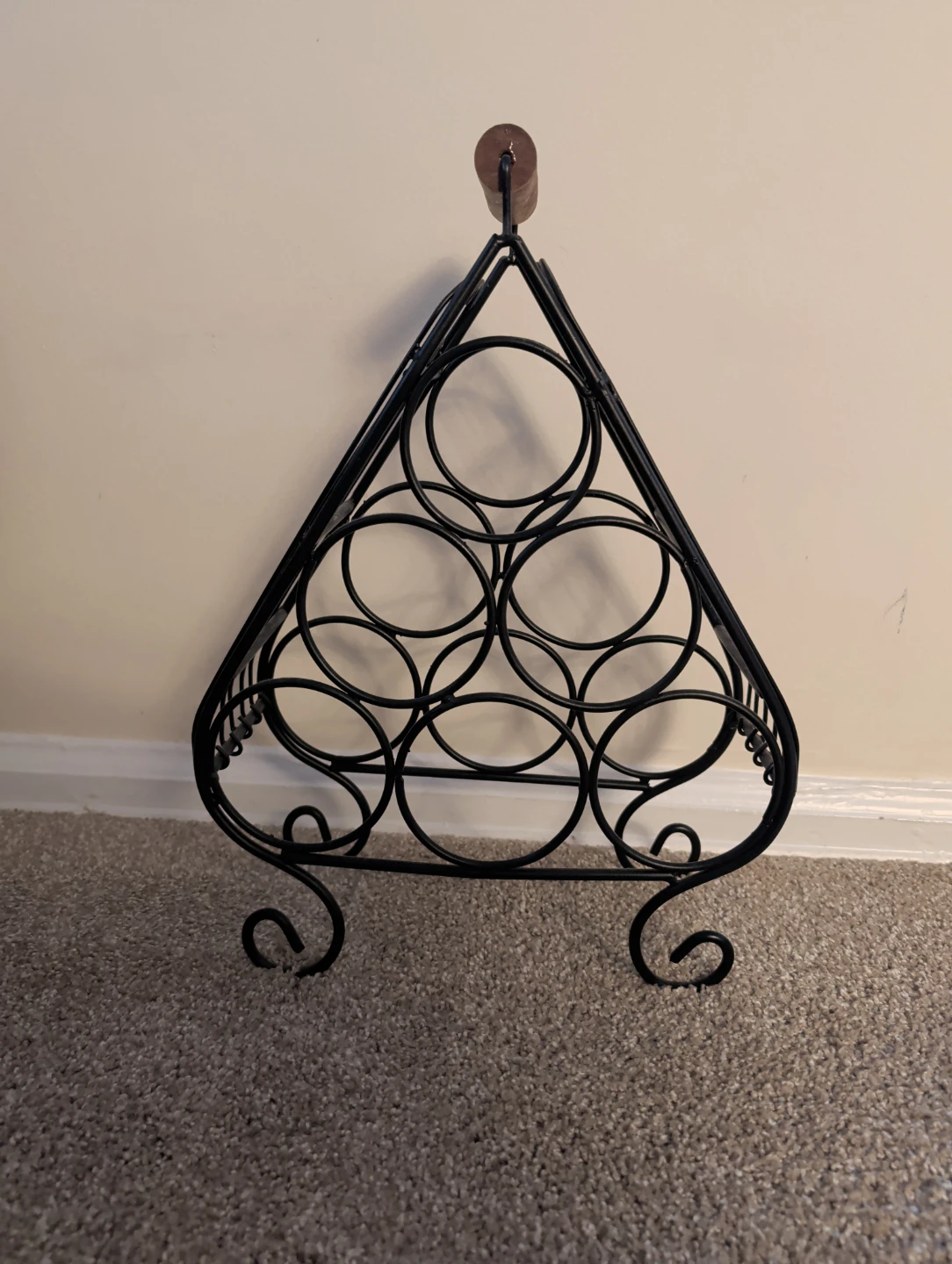Black Metal Wine Rack with Wood Handle - photo 2