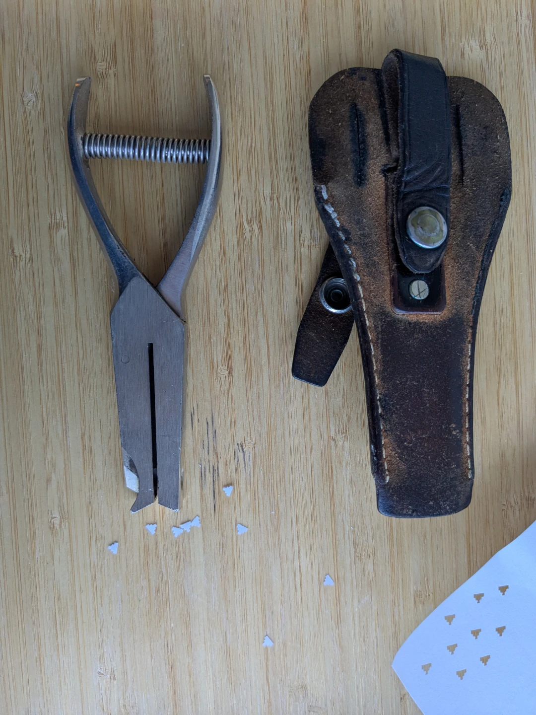 Vintage Metal Ticket Puncher with Leather Holster - photo 2