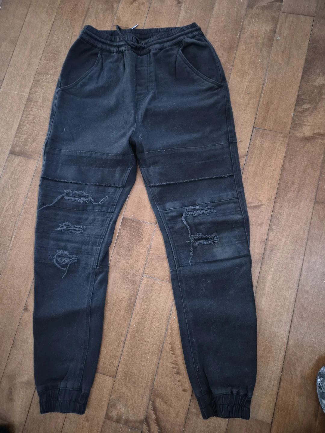 Black Jogger Pants with Rips