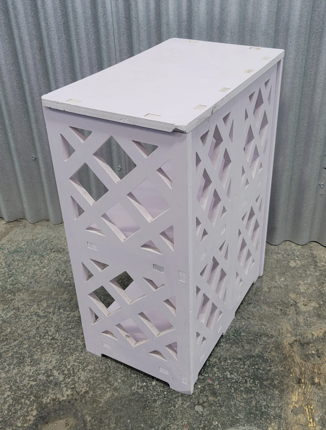 Lavender 2-Shelf Lattice Wood Side Table - photo 2