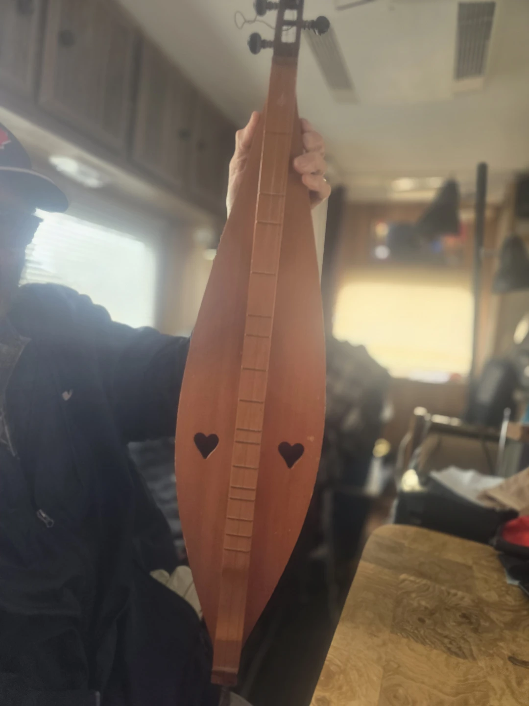 Wooden Dulcimer with Heart Cutouts