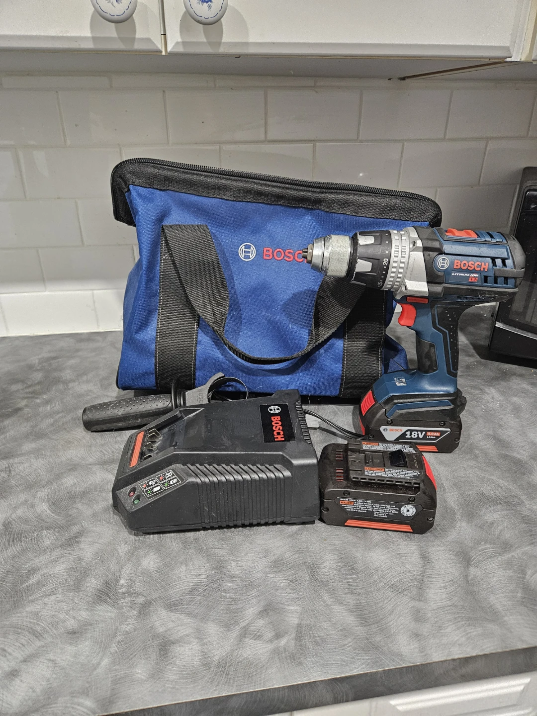 Bosch 18V Cordless Drill with 2 Batteries and Charger