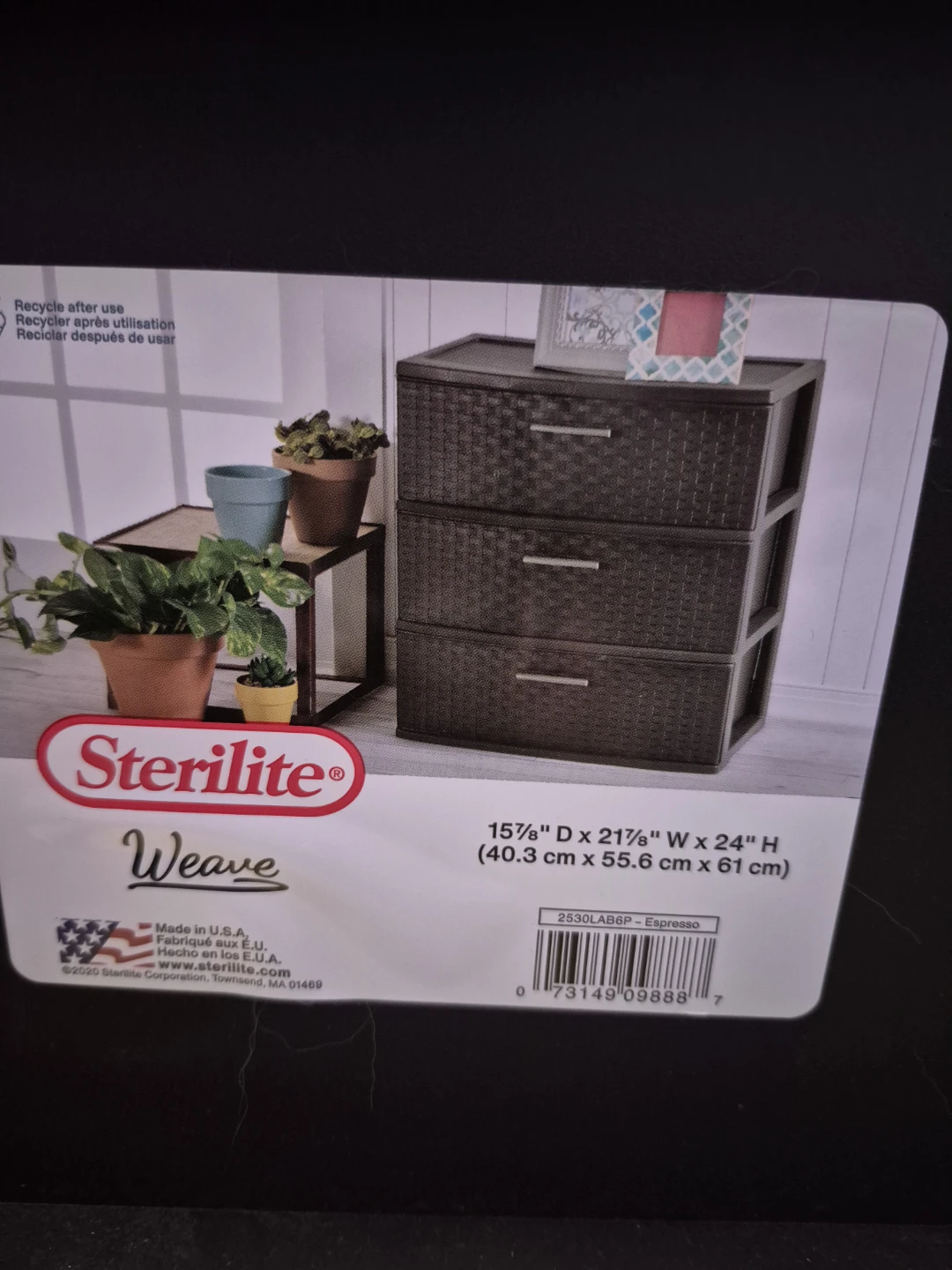 Sterilite Weave 3-Drawer Storage Unit - Espresso - photo 3