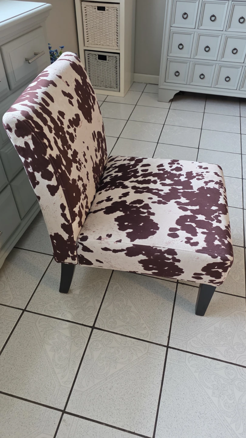 Black and White Faux Cow print Fabric Chair upholstered - photo 3