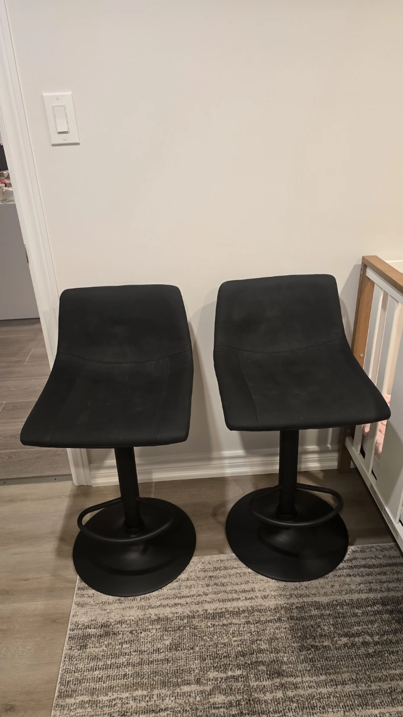 Set of 2 Black Adjustable Bar Stools
