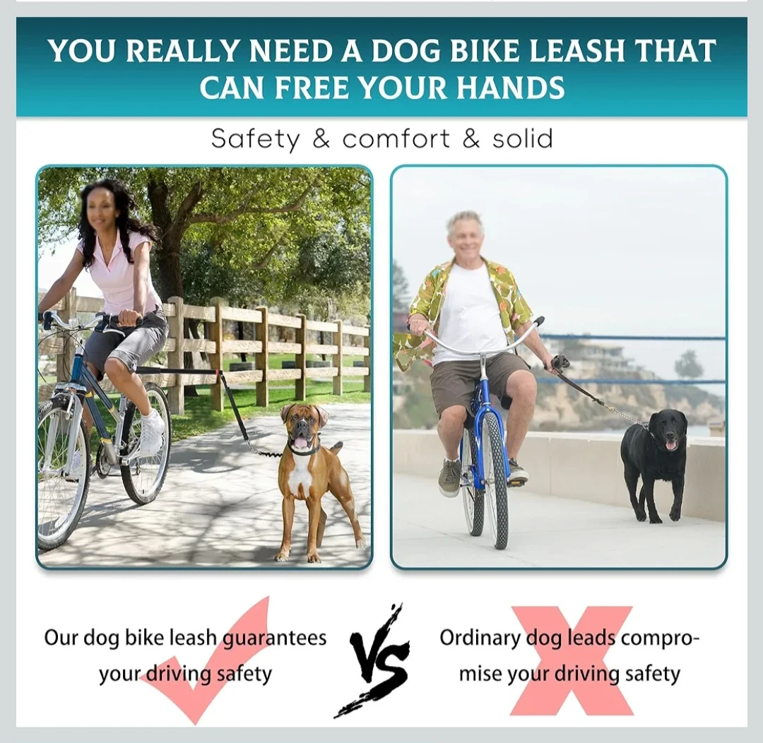 Dog Bicycle Exerciser Leash Hands Free Bicycle Dog Leash - photo 3