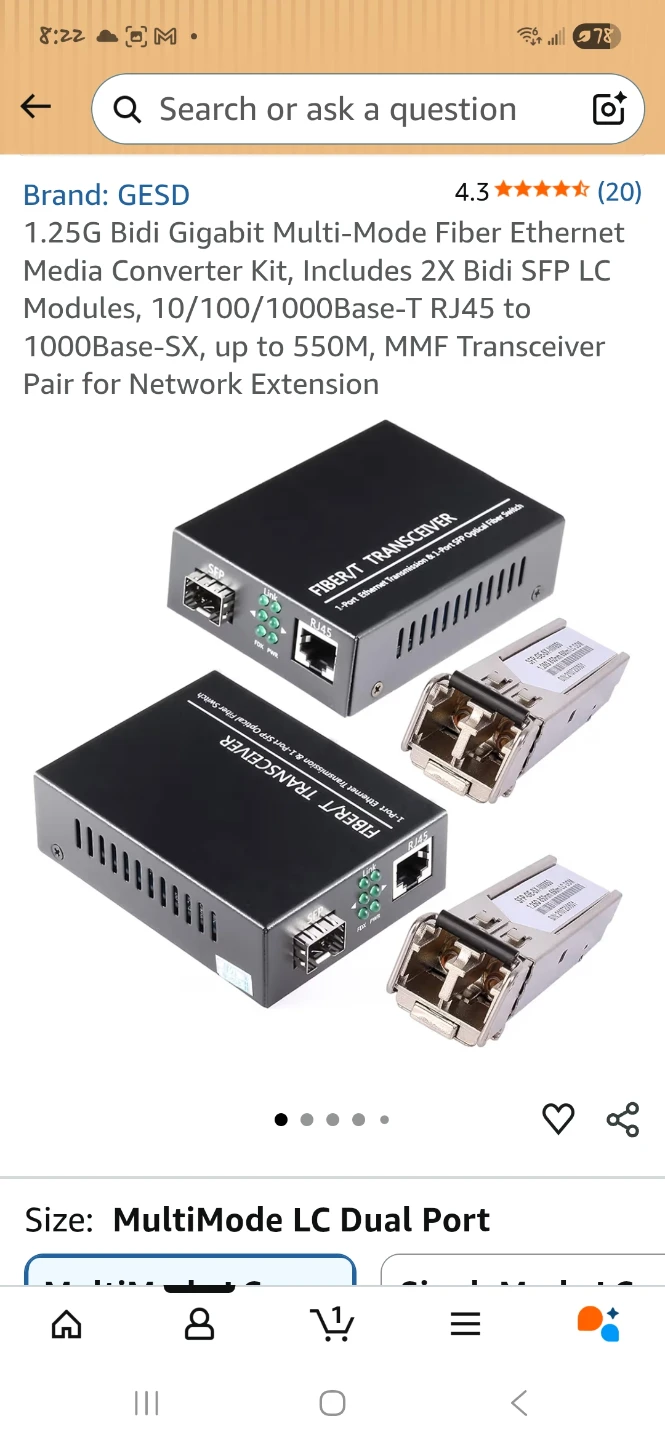 1.25G Fiber Ethernet Media Converter Kit