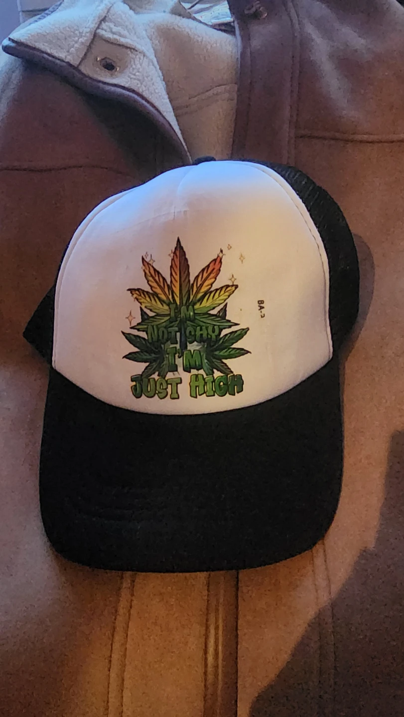 Graphic Trucker Hat - "Not Shy I'm Just High" Design