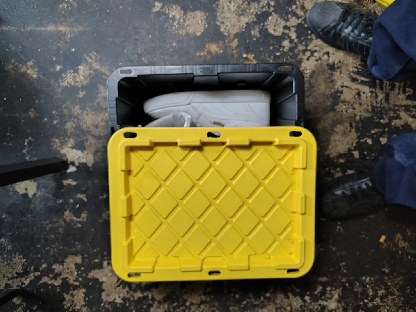 Black Storage Bin with Yellow Lid - photo 2