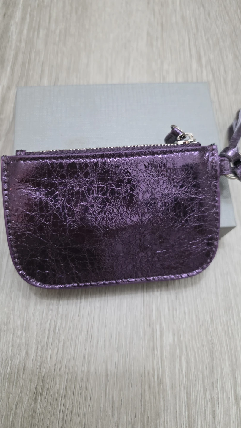 Balenciaga Purple Metallic Leather Card Holder - photo 2