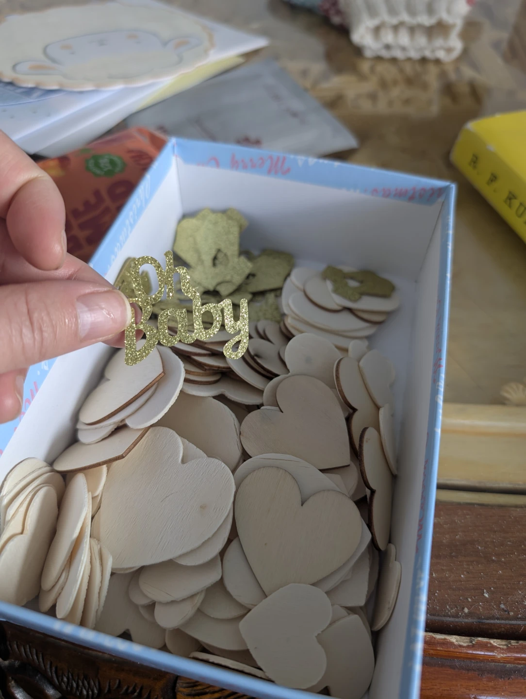 Wooden Hearts & "Oh Baby" Confetti for Crafting