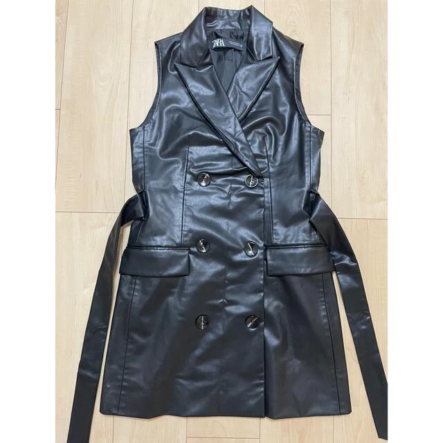 ZARA Faux Leather Sleeveless Blazer Dress - photo 3