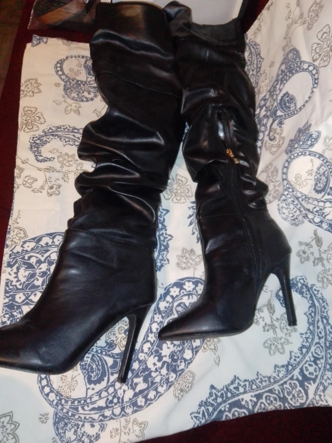 MIA Black Faux Leather Slouchy Knee-High Boots