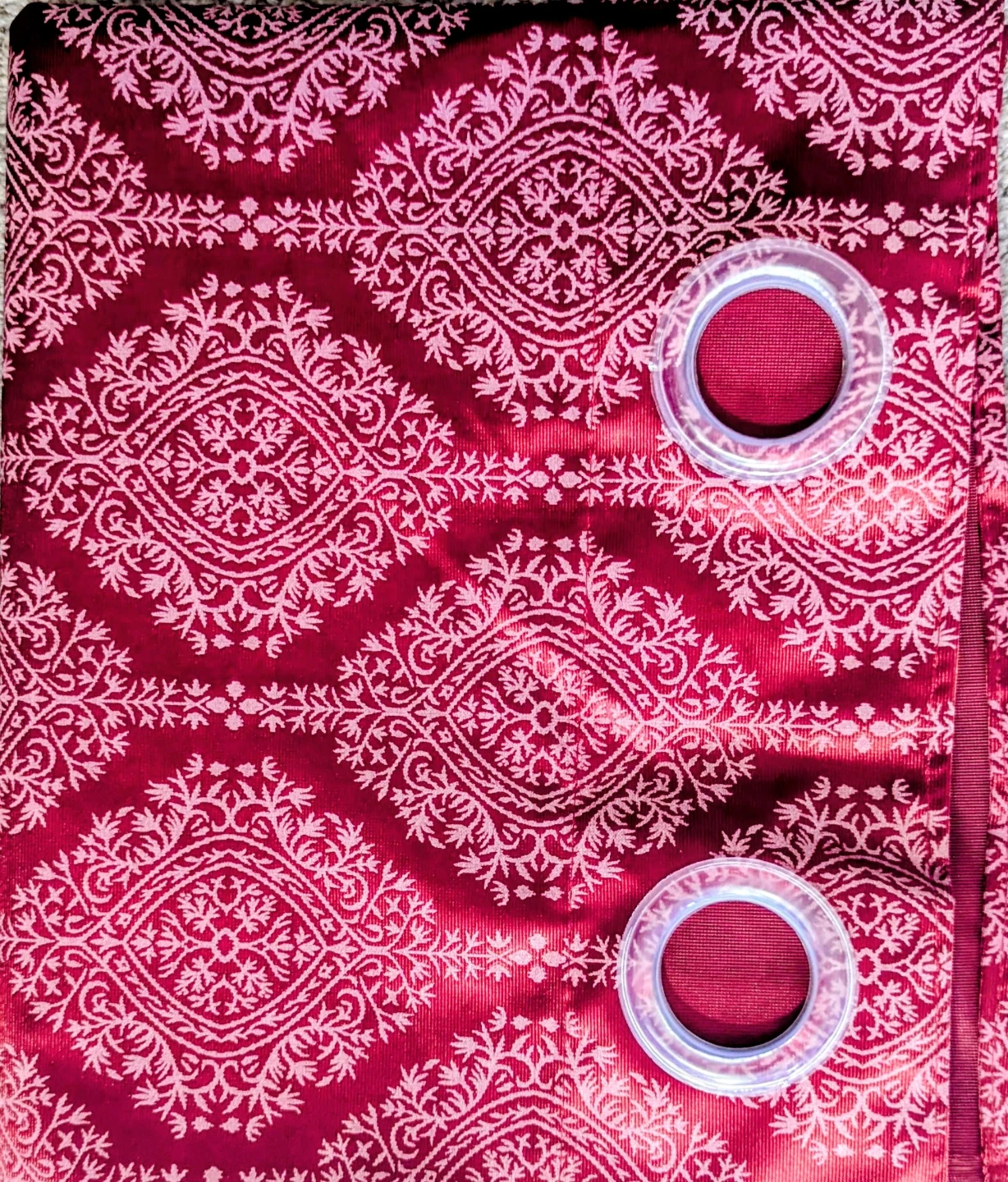 Deep Red Jacquard Curtains with Grommets