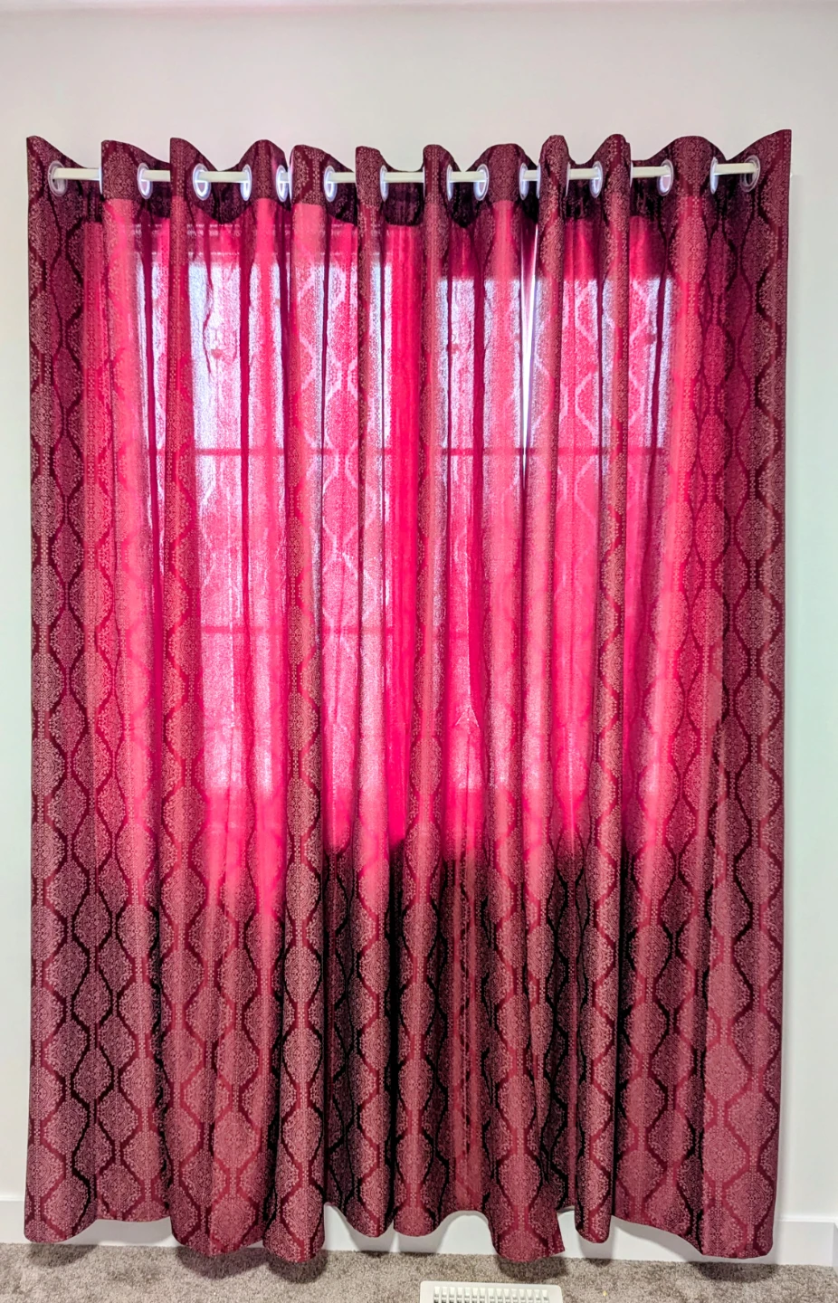 Deep Red Jacquard Curtains with Grommets - photo 3