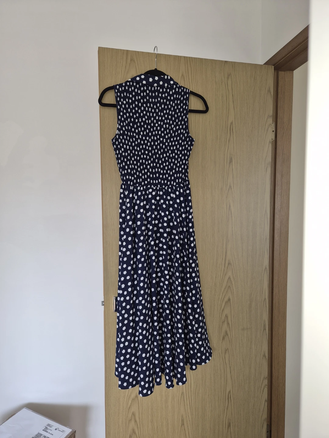 Kate Spade New York Navy Polka Dot Smocked Midi Dress Size 0 - photo 2