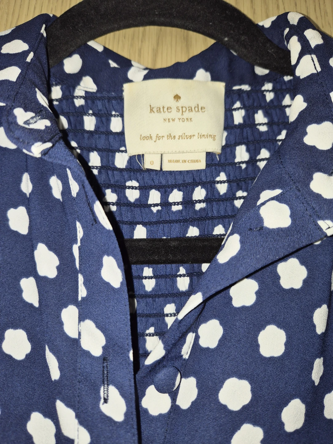 Kate Spade New York Navy Polka Dot Smocked Midi Dress Size 0 - photo 4