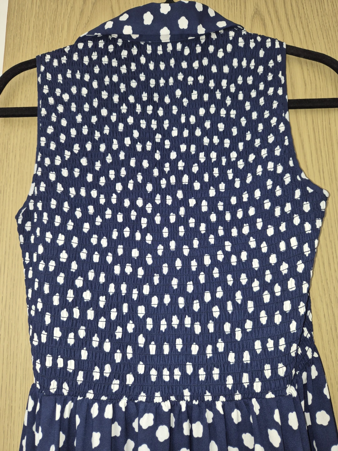 Kate Spade New York Navy Polka Dot Smocked Midi Dress Size 0 - photo 5