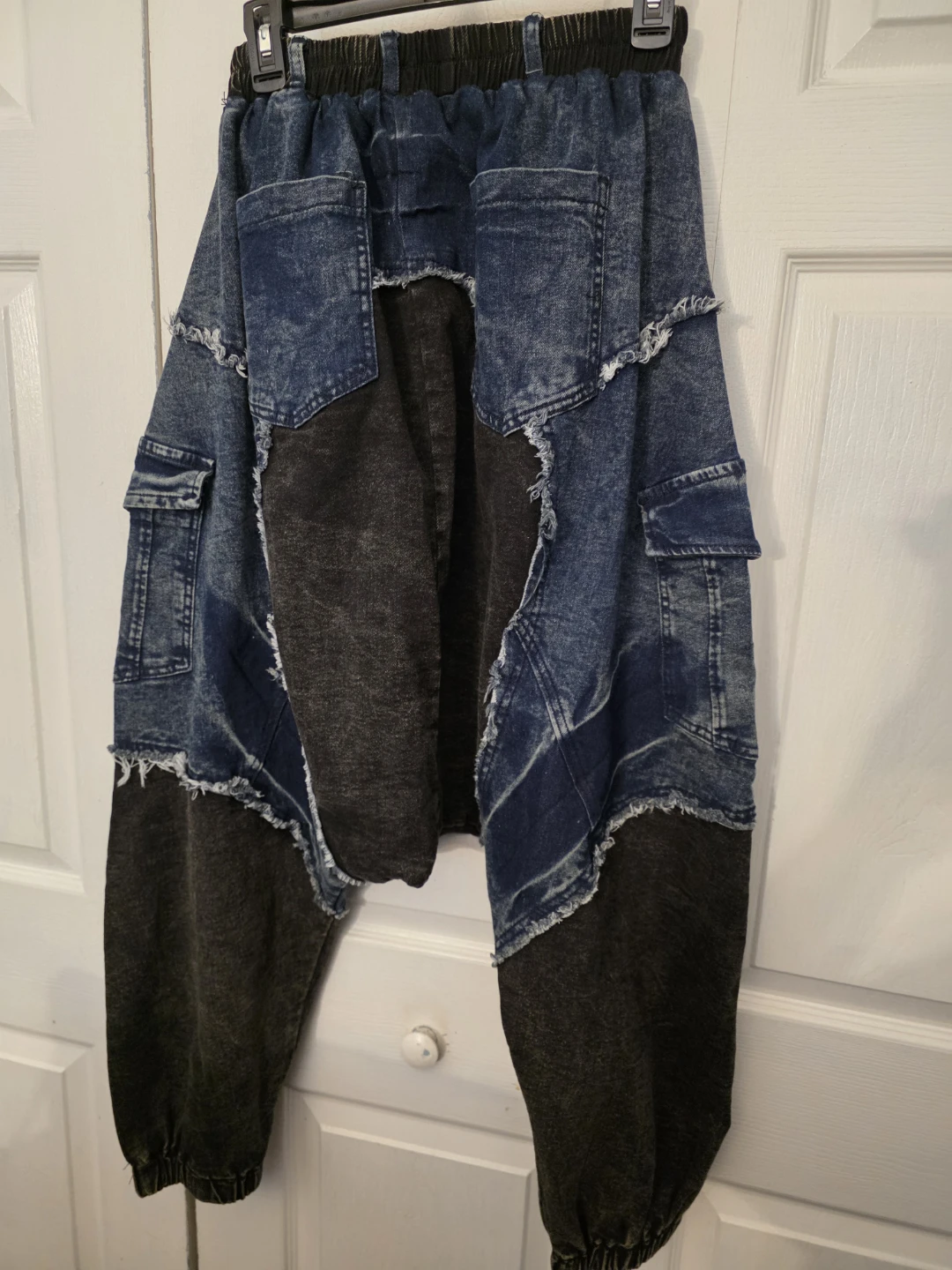 Patchwork Denim Cargo Pants