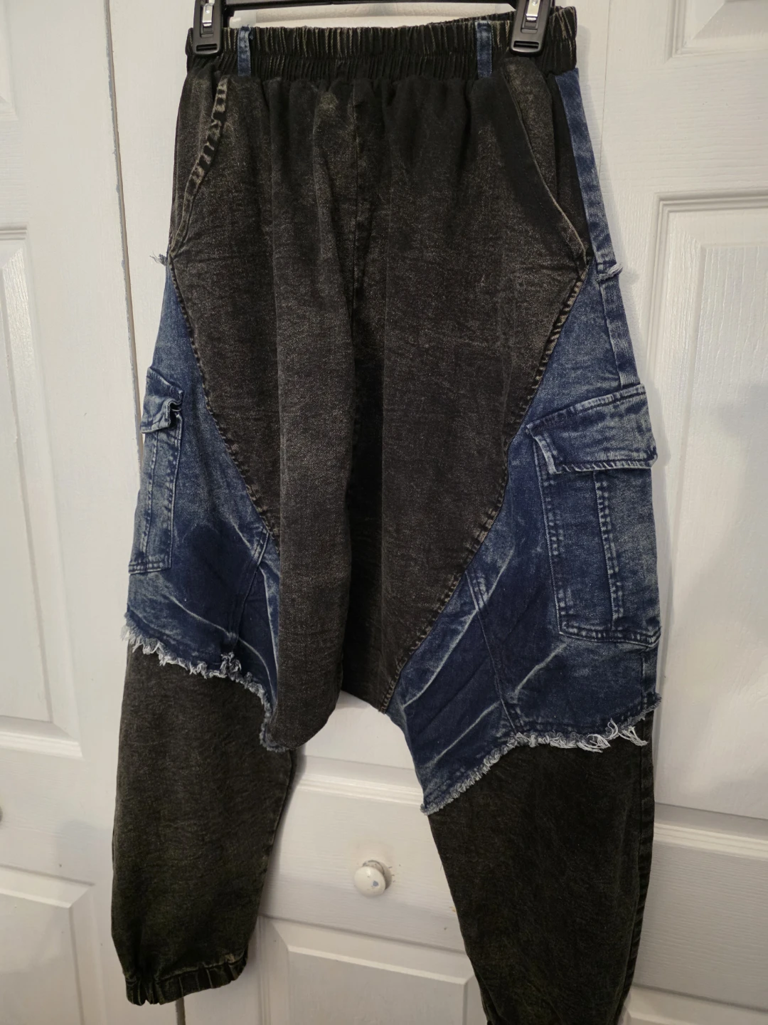 Patchwork Denim Cargo Pants - photo 2