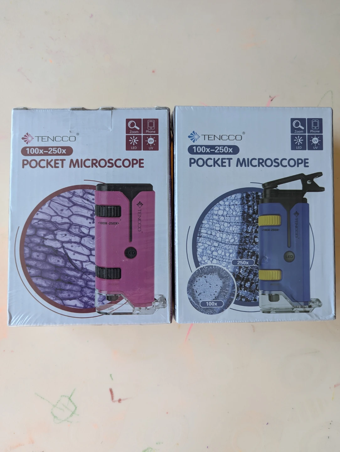 Tencoo 100x-250x Mini Pocket Microscope for Kids Adults