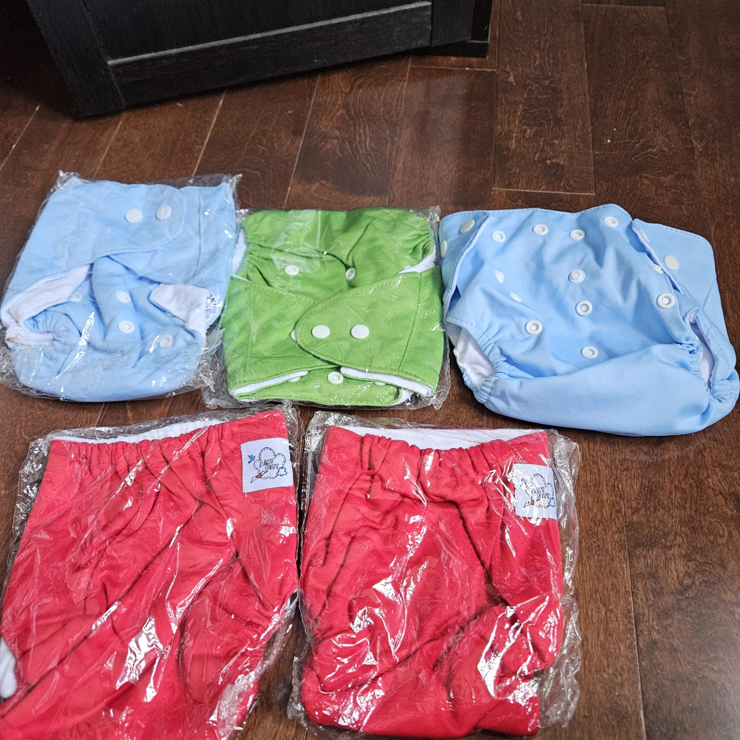 brand new Four Baby Cloth Diapers - Two Blue, Two Red