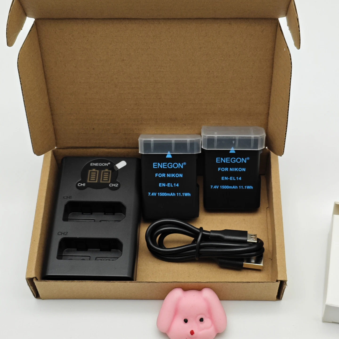Enegon Dual Battery Charger for Nikon EN-EL14 with 2 Batteries - photo 2